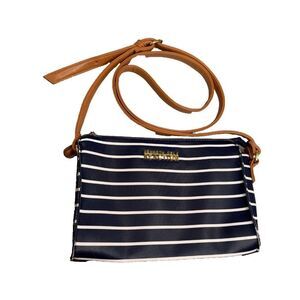 Kenneth Cole Reaction Vegan Leather Crossbody Navy/White Stripes Bag Purse